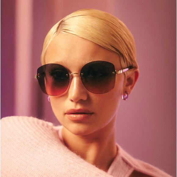 Barton Perreira Gloria Rimless Sunglasses in Tortoise, Silver, Whiskey Gradient - Picture 1 of 16